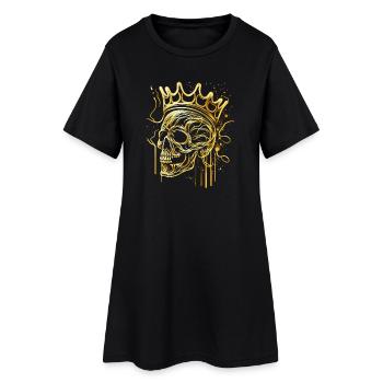 Crâne doré avec lignes de couronne Art - Robe T-shirt Femme - noir - Devant