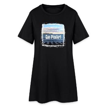 Can Picafort Strandprint - Frauen T-Shirt-Kleid - Schwarz - Vorne