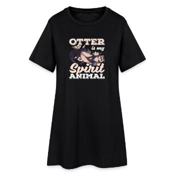Seeotter Cartoon Spirtit Tierliebhaber - Frauen T-Shirt-Kleid - Schwarz - Vorne