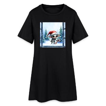 Chapeau d’elfe de Noël - Robe T-shirt Femme - noir - Devant