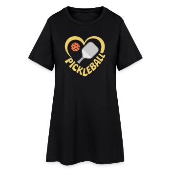 Raquette de pickleball en forme de cœur - Robe T-shirt Femme - noir - Devant