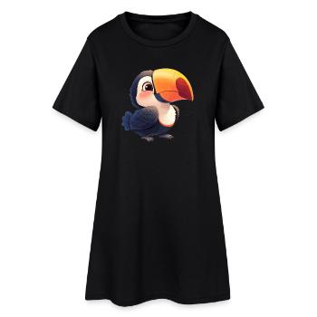 Tukane Tukan - Frauen T-Shirt-Kleid - Schwarz - Vorne