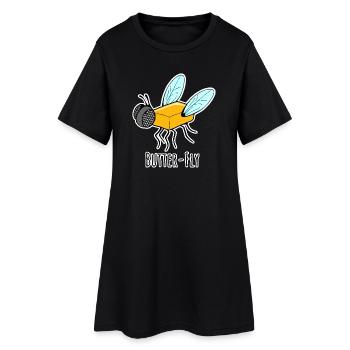 Mouche au beurre - Mouche au beurre Flat Joke - Robe T-shirt Femme - noir - Devant