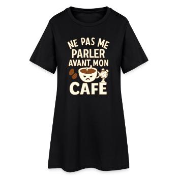 Café - Matin - Citation - Humour - Comique - Fun - Robe T-shirt Femme - noir - Devant