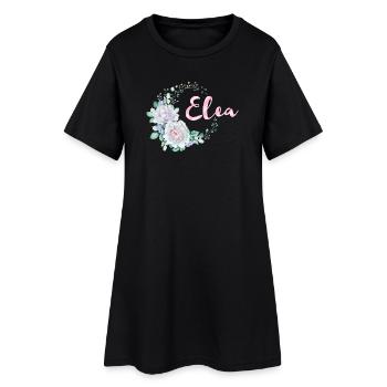Für Elea - Frauen T-Shirt-Kleid - Schwarz - Vorne