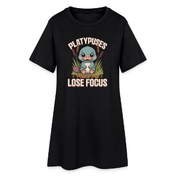 Esthétique amusante Kawaii Platypus - Robe T-shirt Femme - noir - Devant