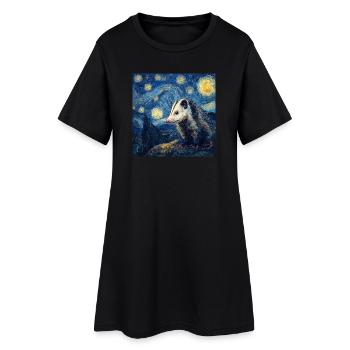Opossum Van Gogh Nuit étoilée - Robe T-shirt Femme - noir - Devant