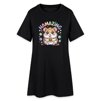 Hamazing Kawaii Hamster Seed Hearts - Women’s T-Shirt Dress - black - Front