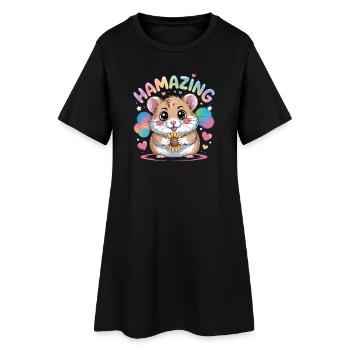 Hamazing Kawaii Hamster Seed Hearts - Women’s T-Shirt Dress - black - Front