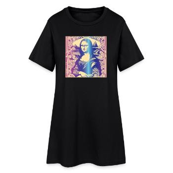 Woman portrait mona lisa rainbow modern paris - Women’s T-Shirt Dress - black - Front