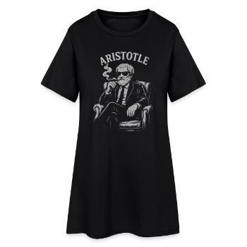 Portrait de philosophe fumant Aristote - Robe T-shirt Femme - noir - Devant