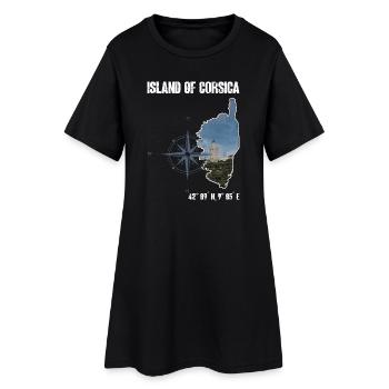 Corse, île, contour, photo, boussole - Robe T-shirt Femme - noir - Devant