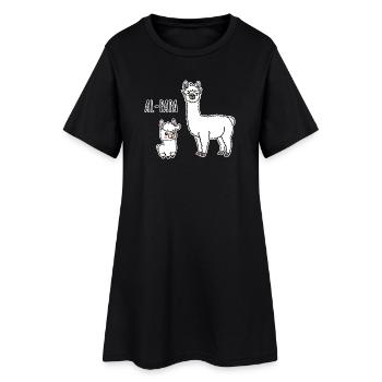 Al-Papa An Alpaca Dad with Alpaca Child - Women’s T-Shirt Dress - black - Front