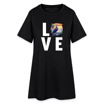 Tukane Tukan - Frauen T-Shirt-Kleid - Schwarz - Vorne