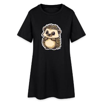 Igel - Frauen T-Shirt-Kleid - Schwarz - Vorne