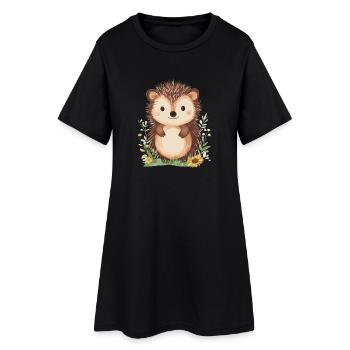 Igel - Frauen T-Shirt-Kleid - Schwarz - Vorne