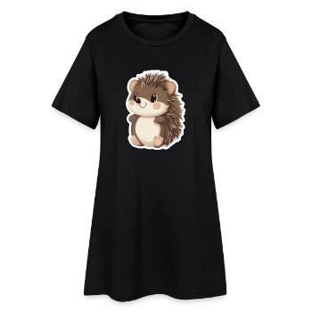 Igel - Frauen T-Shirt-Kleid - Schwarz - Vorne