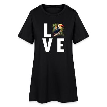 Tukane Tukan - Frauen T-Shirt-Kleid - Schwarz - Vorne