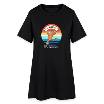Bonhomme en pain d'épices de Noël en pain d'épices - Robe T-shirt Femme - noir - Devant