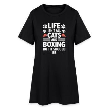 Boxing Saying Cats Boxer Funny Boxing Gift - Women’s T-Shirt Dress - black - Front