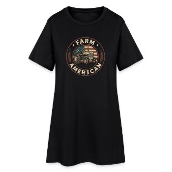 Farm Tractor Proud Farmer Patriotic American Flag - Women’s T-Shirt Dress - black - Front