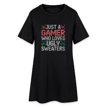 Noël moche Gamer Weihnachten Zocker Gaming - Robe T-shirt Femme - noir - Devant