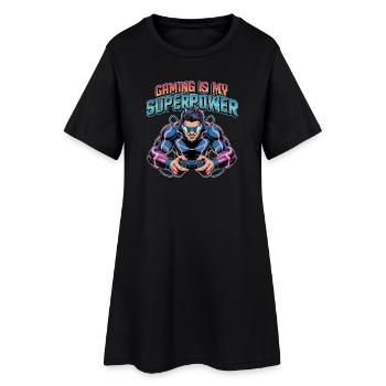 Le jeu est mon superpouvoir - Robe T-shirt Femme - noir - Devant