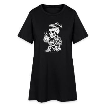 Skeleton Sipper Coffee - Women’s T-Shirt Dress - black - Front