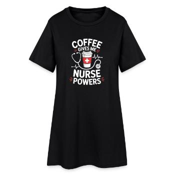 Le café me donne des pouvoirs d’infirmière - Robe T-shirt Femme - noir - Devant