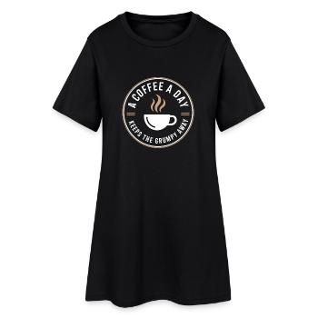 A Coffee A Day Keeps The Grumpy Away - Frauen T-Shirt-Kleid - Schwarz - Vorne