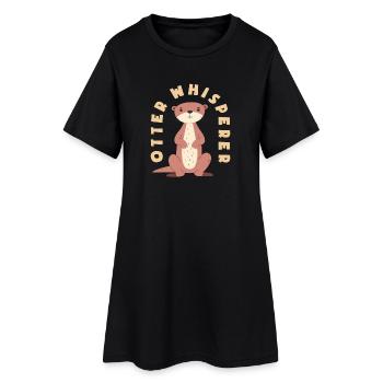 Sea Otter Cartoon Whisperer - Women’s T-Shirt Dress - black - Front