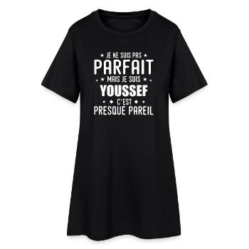 Youssef: authentisch, unvollkommen, oben, Perfektion - Frauen T-Shirt-Kleid - Schwarz - Vorne