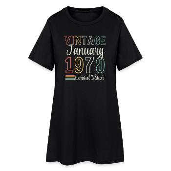 Vintage Février 1970 – Édition Limitée Anniversair - Robe T-shirt Femme - noir - Devant