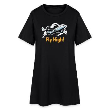 Jet dans le ciel illustration voler haut - Robe T-shirt Femme - noir - Devant