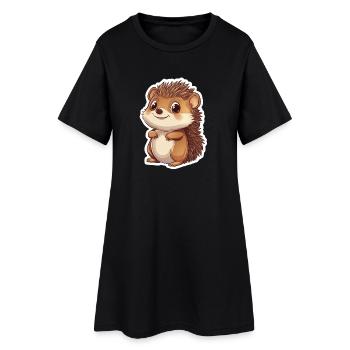 Igel - Frauen T-Shirt-Kleid - Schwarz - Vorne