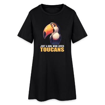 Tukane Tukan - Frauen T-Shirt-Kleid - Schwarz - Vorne