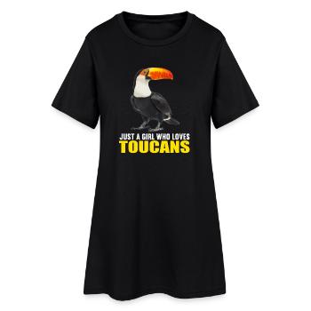 Tukane Tukan - Frauen T-Shirt-Kleid - Schwarz - Vorne
