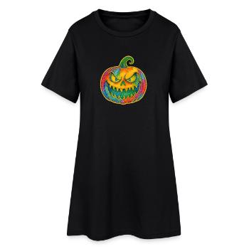 Sourire de citrouille arc-en-ciel - Robe T-shirt Femme - noir - Devant