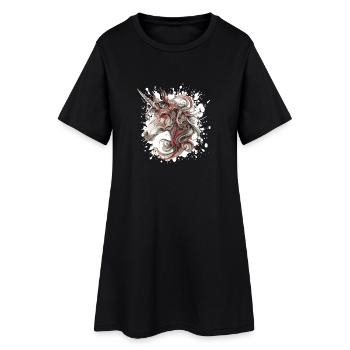 Tête de licorne avec tourbillon de couleur - Robe T-shirt Femme - noir - Devant