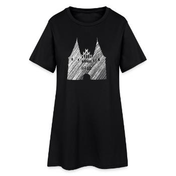 Wahrzeichen Lübeck: Holstentor Grafik Weiß - Frauen T-Shirt-Kleid - Schwarz - Vorne