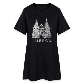 Lübeck Holstentor – Urban Sketch Design - Frauen T-Shirt-Kleid - Schwarz - Vorne