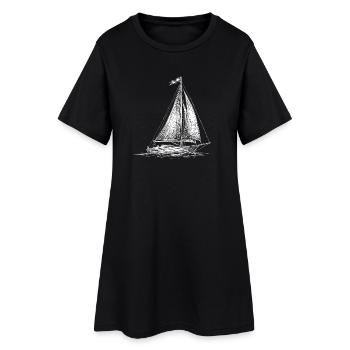 Voilier classique – Esquisse élégante dans un style nautique - Robe T-shirt Femme - noir - Devant