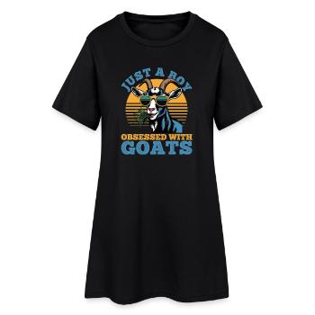 Drôle d’animal de la ferme chèvre - Robe T-shirt Femme - noir - Devant