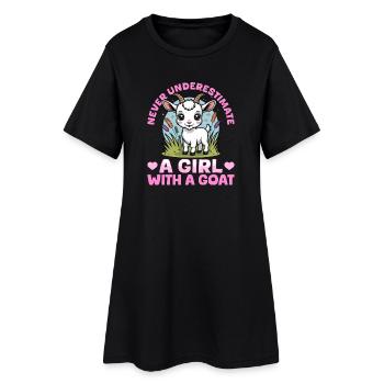 Drôle d’animal de la ferme chèvre - Robe T-shirt Femme - noir - Devant