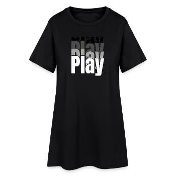 Überlappende Spieltypografie - Frauen T-Shirt-Kleid - Schwarz - Vorne