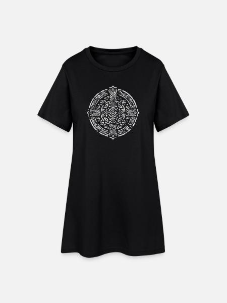 Keltisches Kreuz - Frauen T-Shirt-Kleid - Schwarz