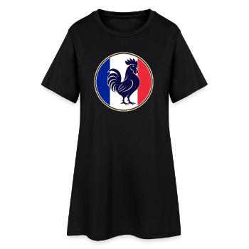 Coq Tricolore Silhouette Dans Cadre Circulaire - Robe T-shirt Femme - noir - Devant