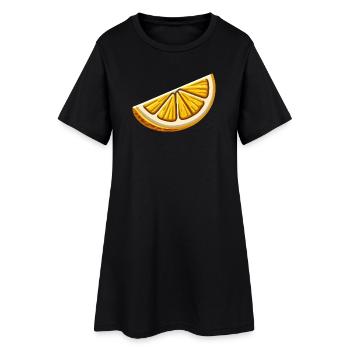 Tranche d'orange cartoon lumineuse - Robe T-shirt Femme - noir - Devant