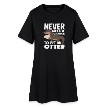 Loutre de mer dessin animé caresser une loutre - Robe T-shirt Femme - noir - Devant