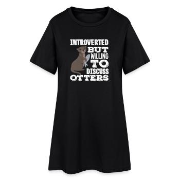 Seeotter Cartoon Introvertiert - Frauen T-Shirt-Kleid - Schwarz - Vorne
